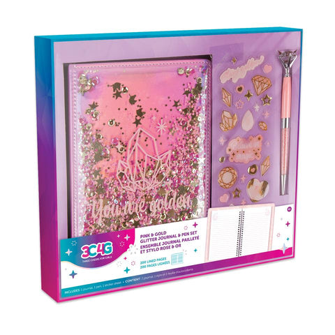 Pink and Gold GlitterJournal Set