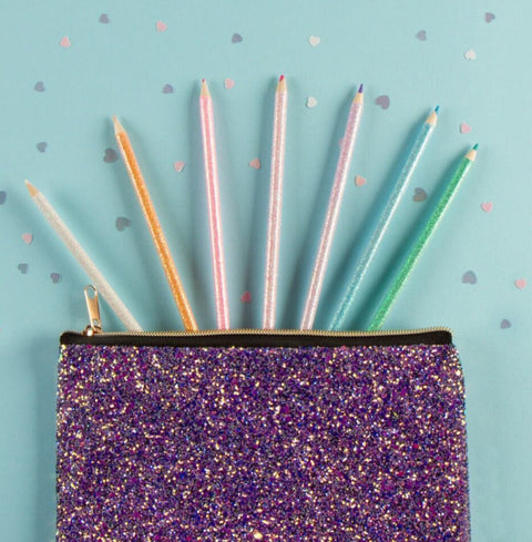 Glitter Pencil Pouch - purple