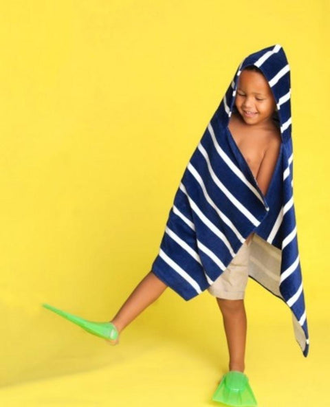 Navy Striped Hooded Towel