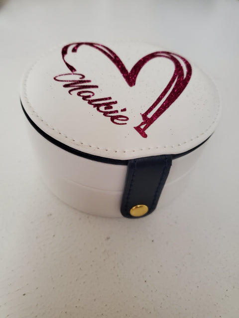 Round Navy Trim Jewlery Box