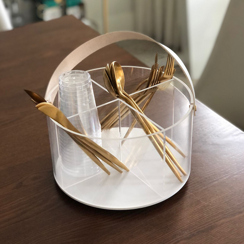 Lucite Caddy with Leather Handle