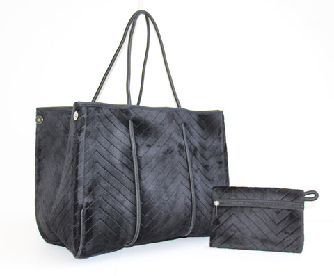 Velvet Chevron Tote
