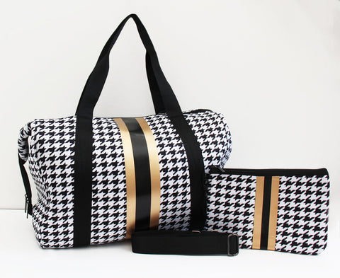 Gold Hounstooth Tote