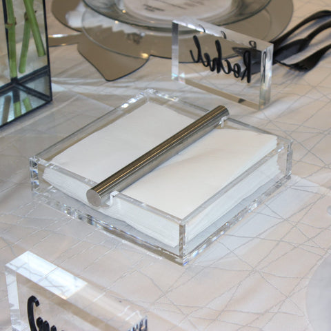 Metalucite Napkin Holder - silver