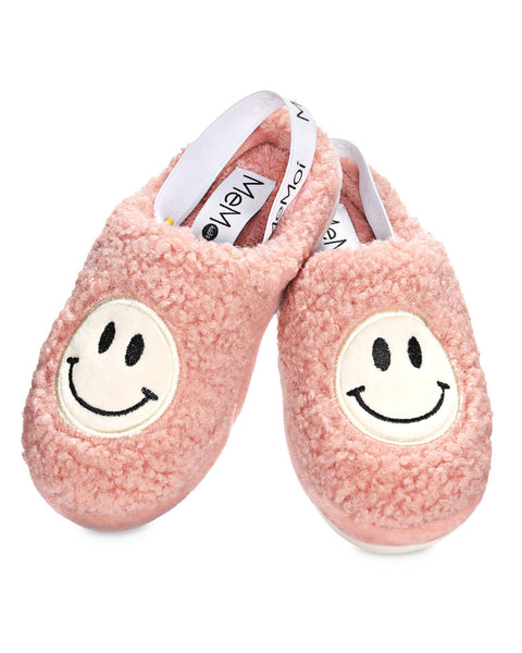 Shaggy Smiley Slippers Pink