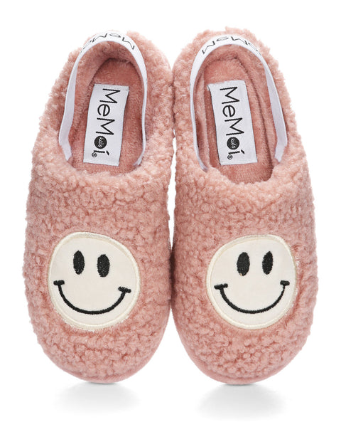 Shaggy Smiley Slippers Pink