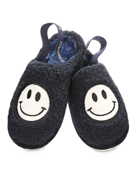 Shaggy Smiley Slippers Navy