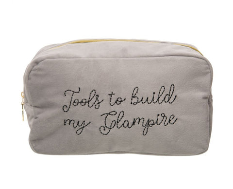Grey Velvet Cosmetic Bag