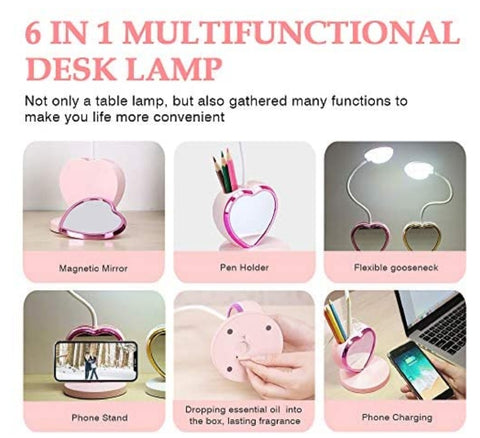 Heart Mirror Desk Stand Pink
