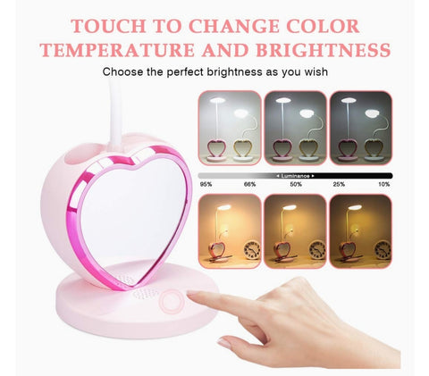 Heart Mirror Desk Stand Pink