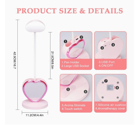Heart Mirror Desk Stand Pink