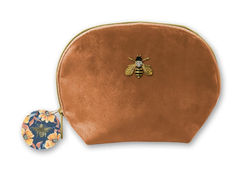 Tan Velvet Cosmetic Bag