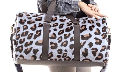 Grey Leopard Fur Duffle
