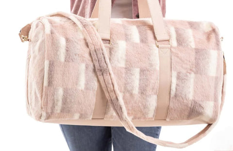 Pink Square Fur Duffle