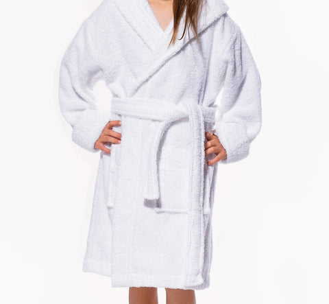 Kids Cotton Terry White Bathrobes
