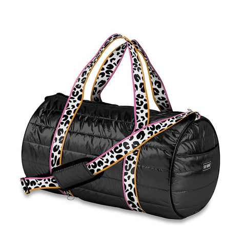 Leopard Stripe Puffer Duffle